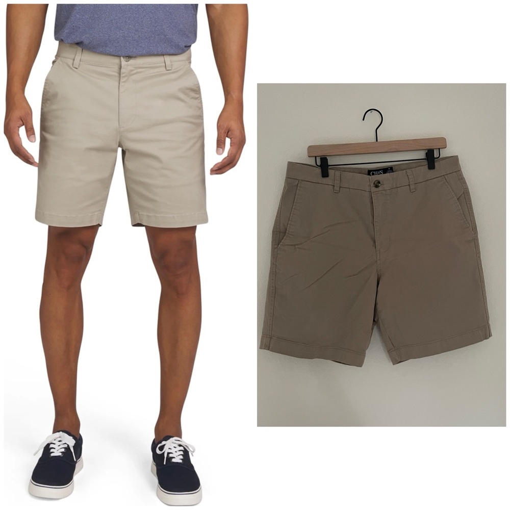 Chaps Men's Beige Flat Front Shorts
